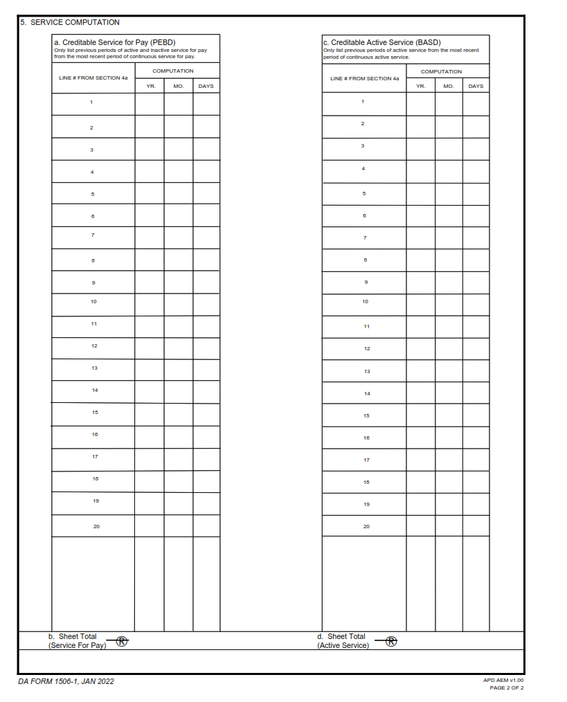 DA Form 1506-1 - Statement Of Service (Continuation Sheet) Page 2