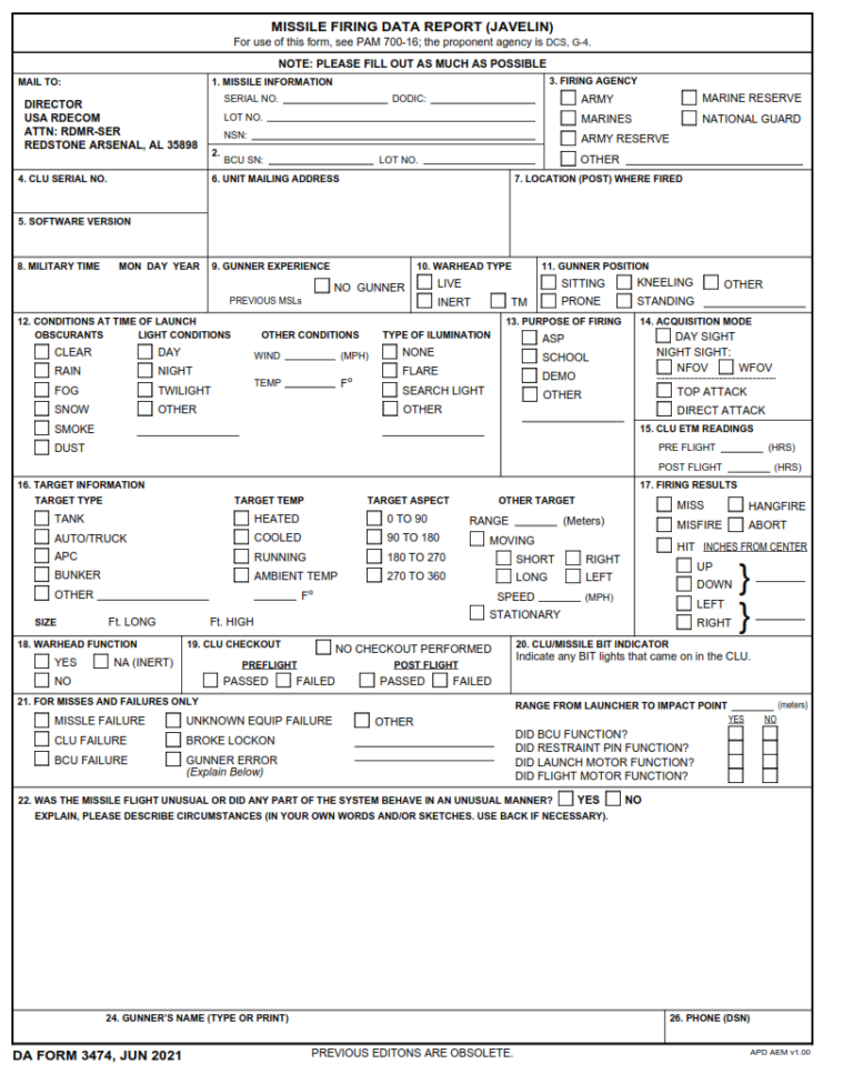 DA Form 5574 Assurance Of Compliance