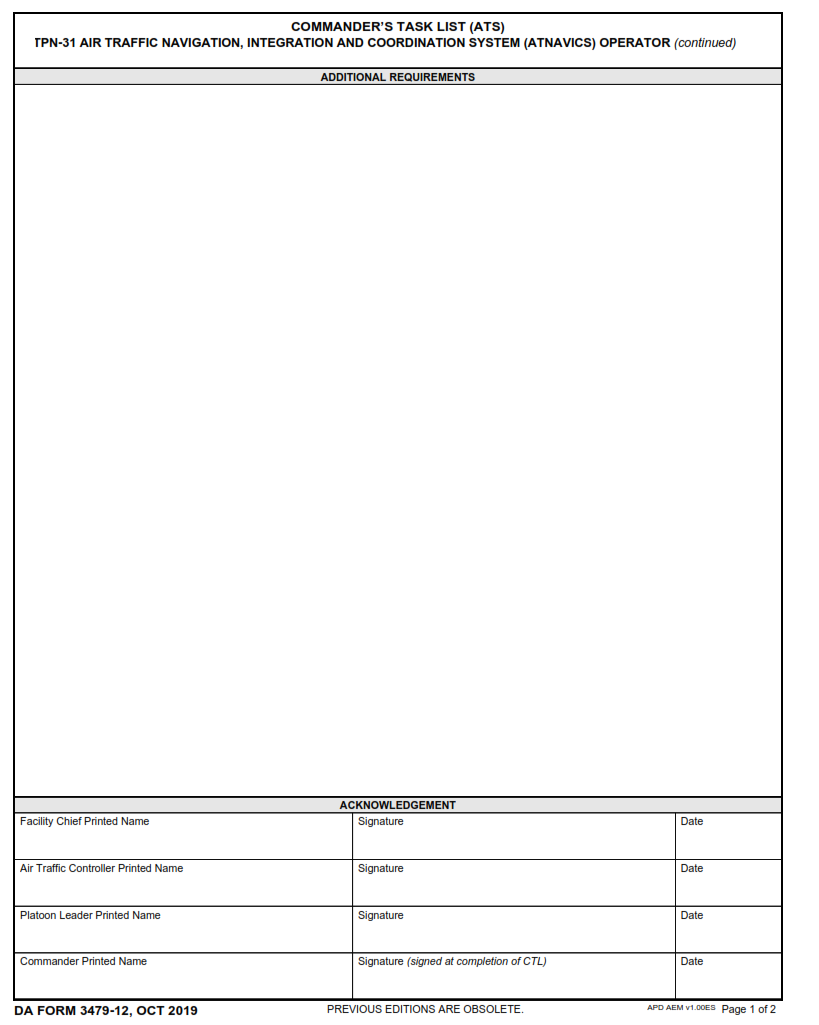 DA Form 3479-12 - Commander’S Task List (Ats) An Tpn-31 Air Traffic Navigation Page 2
