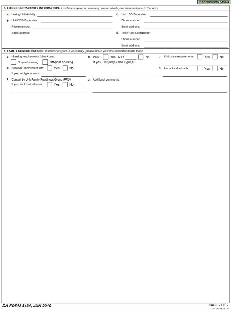 DA FORM 5434 – Sponsorship Program Counseling And Information Sheet ...