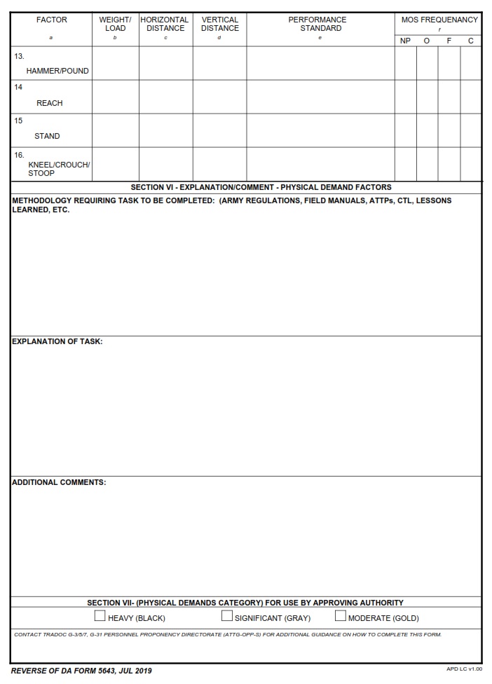 DA FORM 5643 - Physical Demands Analysis Worksheet-Page2
