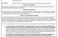 DA Form 7249 - Certificate And Acknowledgment Of Service Requirements And Methods Of Fulfillment For Individuals Enlisting Or Transferring Into Units Of The Army National Guard Upon Ref