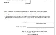DA FORM 4918 - Petition For Grant Of Review In The United States Court Of Appeals For The Armed Forces