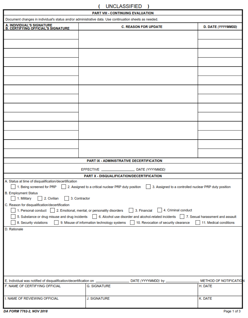 DA FORM 7762-2 - Nuclear Personnel Screening And Evaluation Record Page 2