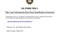 DA FORM 7820-1 - Law Enforcement Day Pistol Qualification Scorecard