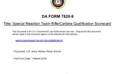 DA FORM 7820-9 - Special Reaction Team Rifle Carbine Qualification Scorecard