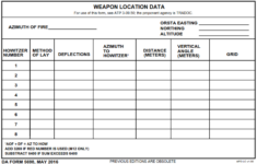DA FORM 5698 - Weapons Location Data