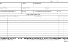 DA FORM 2408-22 - Helmet And Attached Equipment Inspection Maintenance Record Page 1