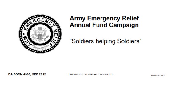 DA FORM 4908 - Army Emergency Relief Annual Fund Campaign